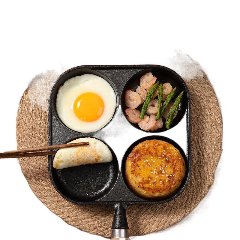 Household Four-Hole Egg Frying Pan Burger Mold Pancake Flat Bottom