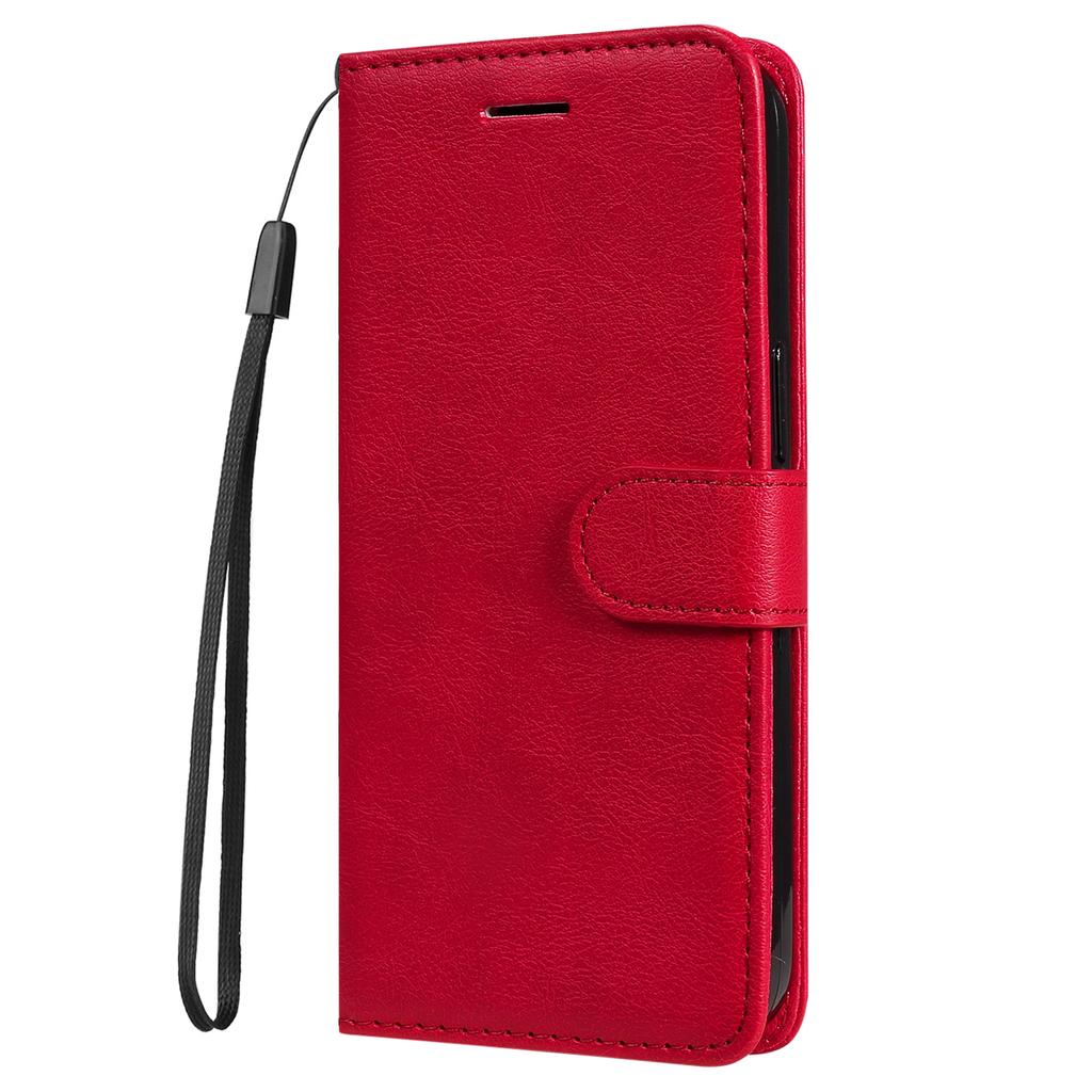 For Google Pixel 7a Case Solid Color Leather Mobile Cover Wallet Stand with Strap