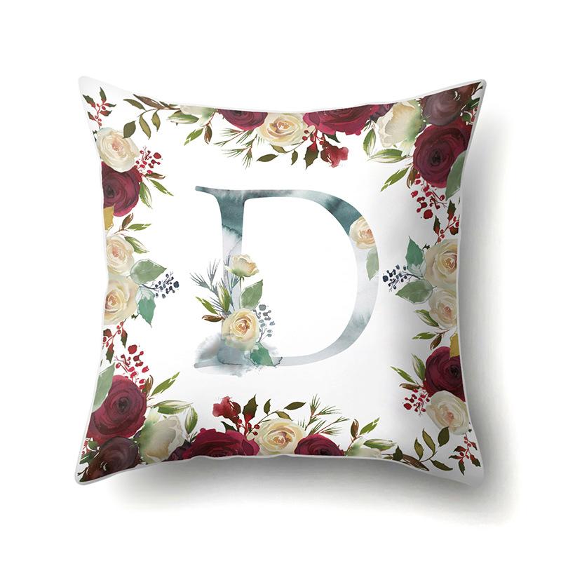 Polyester Pillowcase American Retro Flower Plant 26 English Letter Cushion Cover Car Pillowcase