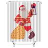 TU Christmas Shower Curtain Santa Claus Festive Holiday Bathroom Decor Waterproof Fabric Xmas Pattern Backdrop Vintage Style
