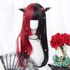 Harajuku-style Gal-kei Women's Wig, Full Wig, Long, Straight, Red and Black, Double-Colored, Lolita Wig (Red and Black)