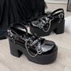 Fashion Autumn New Women High Heel Single Shoes Gothic Rivets Rhinestone Cosplay Female Pumps Black Lolita Mary Janes Shoes Platform