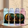 1PC African Lady Portrait Bust 750ml Color Plastic Sports Water Bottle Leakproof Flip Straw Lid For Sports Office Home Use