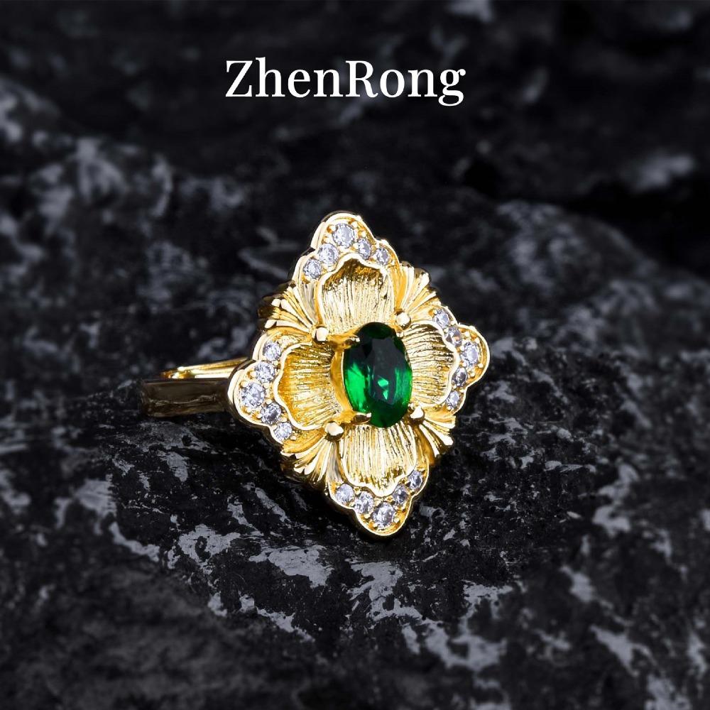 Women Jewelry Set Italian Brate Craft Vintage Emerald Pendant Earrings Ring Color Gemstone Set