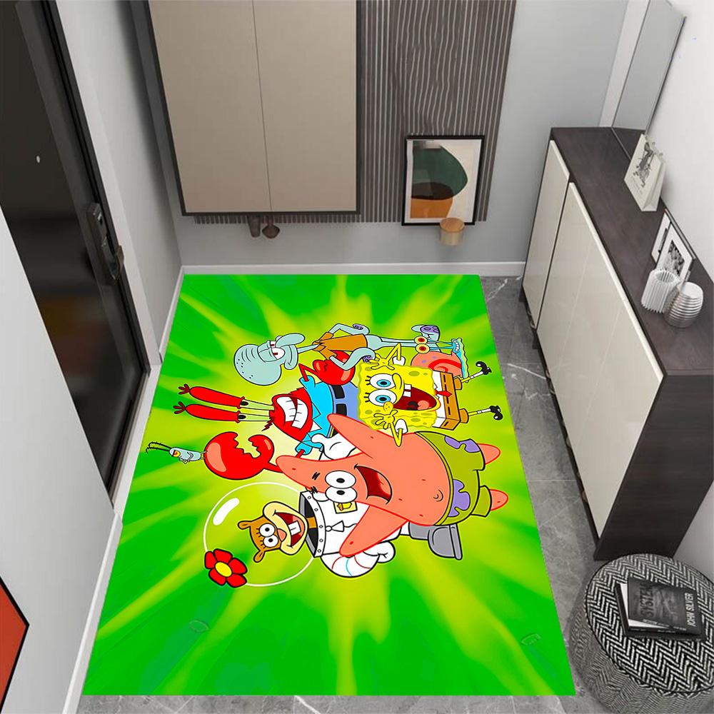 Spongebob Squarepants Adventure Themed Anti-Slip Rugs - Polyester Home Decor, Suitable for Bedrooms, Living Rooms, Doorways, Studios, and Decorations