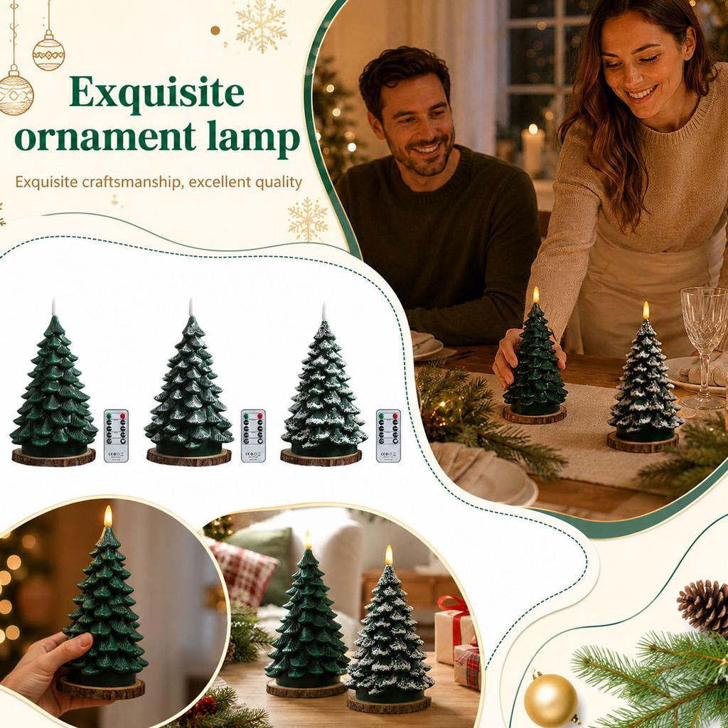 Christmas Tree Night Light with Remote Control, Electronic Candle Lamp for Holiday Home Decor