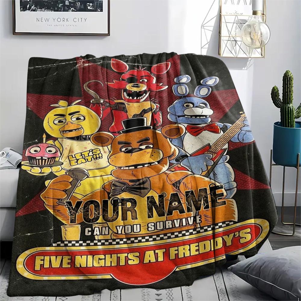 1PC Fnaf Celebration Custom Name Patterned Flannel Blanket Suitable For All Seasons For Home Decor Warmth And Comfort Gifts Holiday Present
