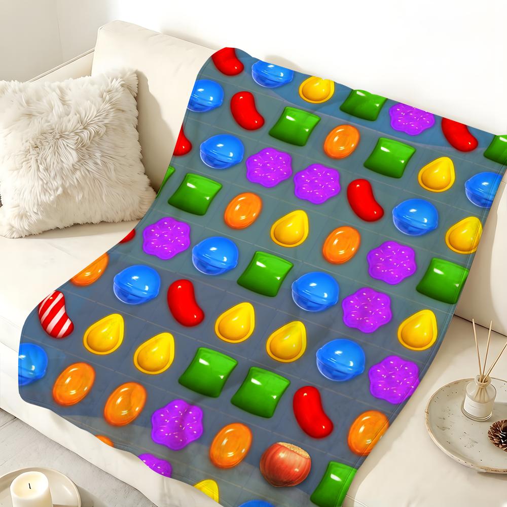 Game C-Candy C-Crush S-Saga Throw Flannel Blanket Skin Soft Suitable for Sofa Living Room Bed Travel and Gifts