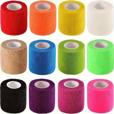 Confezione da 12 Bende Elastiche Autoadesive - Nastro Atletico e Fasciature Multicolore per Infortuni Sportivi, Supporto per Polso e Caviglia