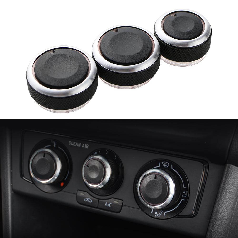 3PCS Car AC Knob Car Air Conditioning Heat Control Switch Knob for Volkswagen VW Polo 2004-2013 Aluminum Alloy Accessories