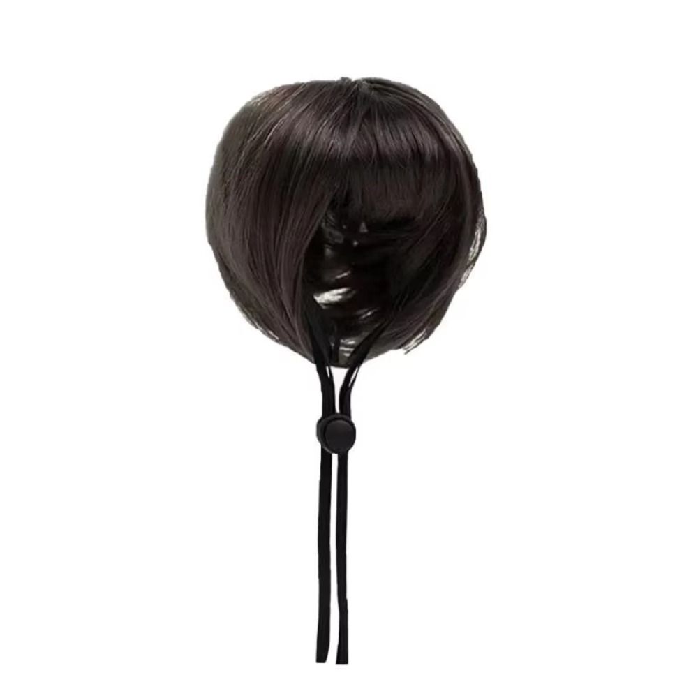 Exposed Ear Design Pet Bob Wig Adjustable Fit Cat Cosplay Wig Cat Fake Hair  Holiday Photography