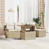 VidaXL 6-Piece Garden Dining Set with Beige Cushions Rattan Acacia 3349322