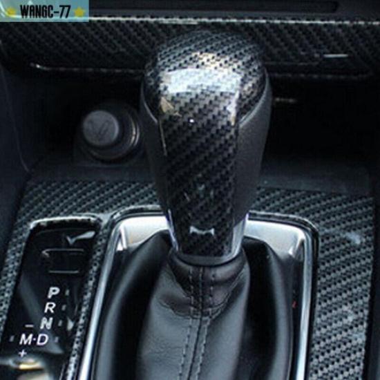 Carbon Fiber Look Car Gear Shift Knob Cover Trim For Mazda 2 CX-3 CX-5 2016-