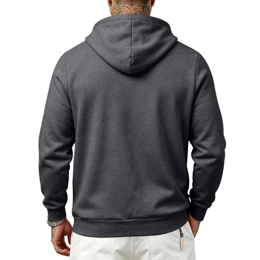 Men's Thick Warm Lined Knit Hoodie with Multiple Pockets, Casual Loose Fit Sweatshirt