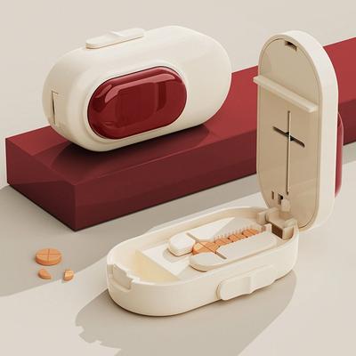 Dopamine Quartering Pill Cutter Button Dustproof Pill Crusher Anti-cutting Hand Moisture-proof Medicine Divider for Home&Travel