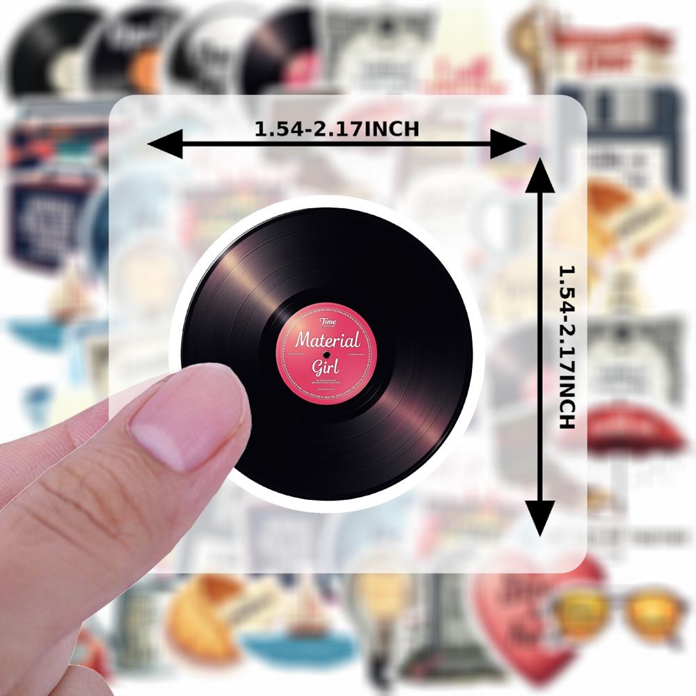 35-70pcs Retro Music Stickers Groovy Decor Diy Skateboard Luggage Guitar Laptop Car Waterproof Graffiti Decals