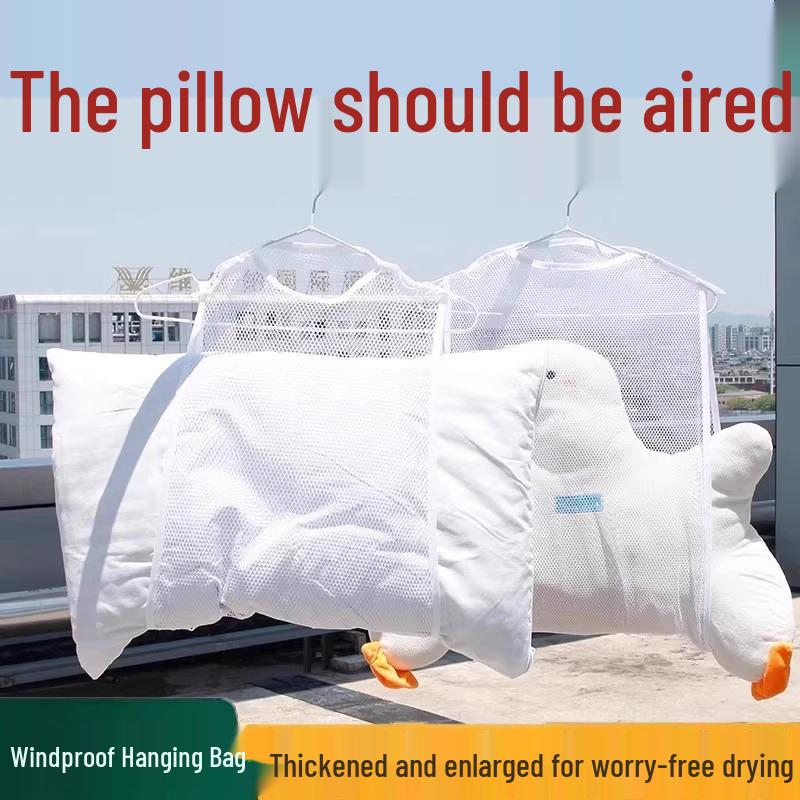Thickened Mesh Pillow & Clothes Drying Rack for Balcony