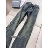 American vibe retro blue jeans men's high street old micro-pull pants trendy brand pleated tooling straight trousers