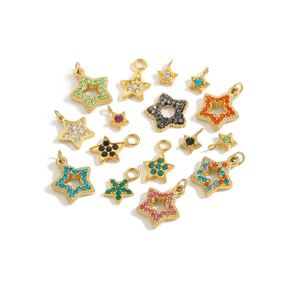 3PCS/LOT CARLIDANA Gold Plated Stainless Steel Colorful Star Pendants Charms for DIY Jewelry Making Necklace Earrings