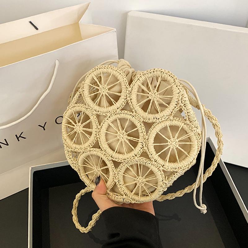 Summer Beach Straw Weave Bags Retro Cutout Crossbody Bags Travel Beach Straw Small Shoulder Bags For Women All-match Casual