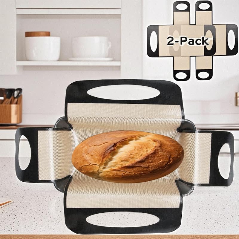 Reble Silicone Bread Loaf Pan Liner, Food-Grade Silicone Bread Sling, Loaf Pan Lifters - Non-Stick&Easy Clean Dough Transfer Tool with 4 Handles -