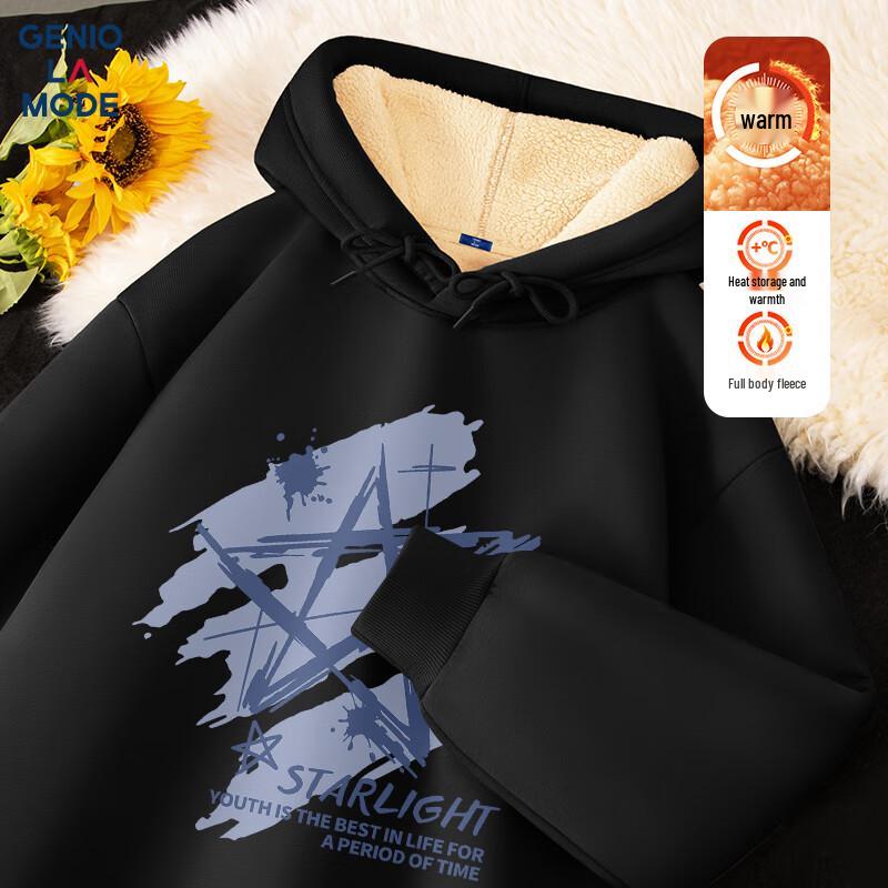 GENIOLAMODE Men's Fleece-Lined Hooded Sweatshirt