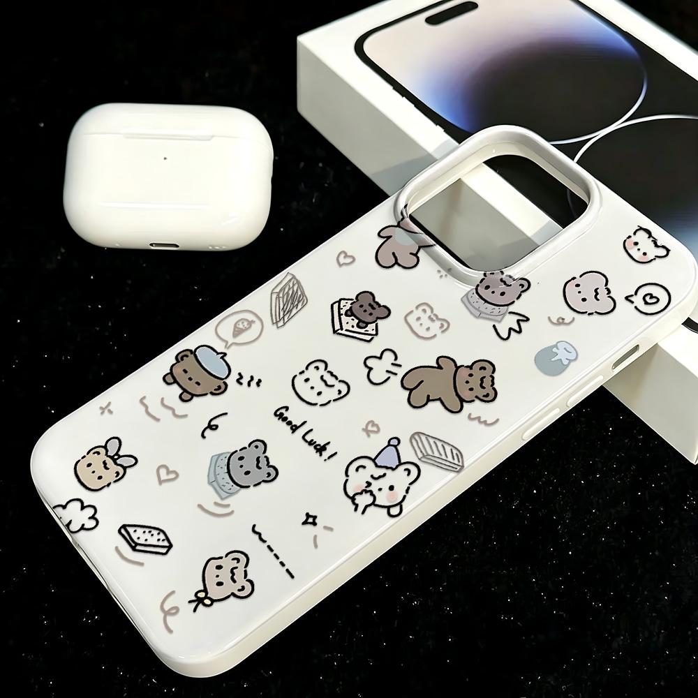 Cartoon Bear Soft Phone Case For Iphone 12 13 14 Plus 15 17 16 Pro Max 11 17Air Coque Funda Coque Phone Cover