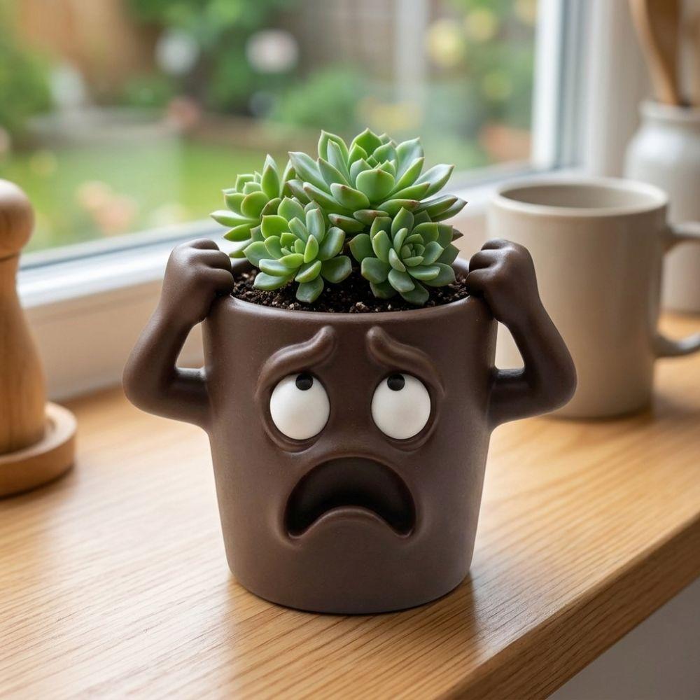 Humorous Face Funny Face Succulent Planter Quirky Face Desktop Flower Pot  Gardening Gift