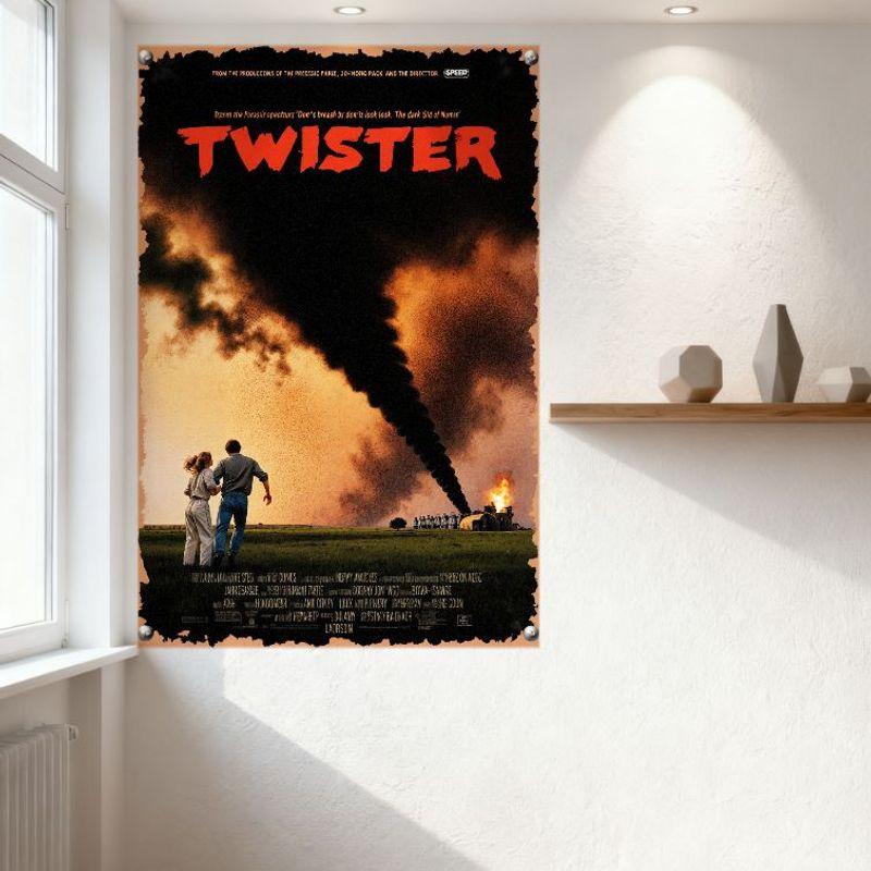 Twister Movie Poster Tin Sign Vintage Metal Plaque 1990s Tornado Scene Art for Home Bar Cafe Man Cave Decor