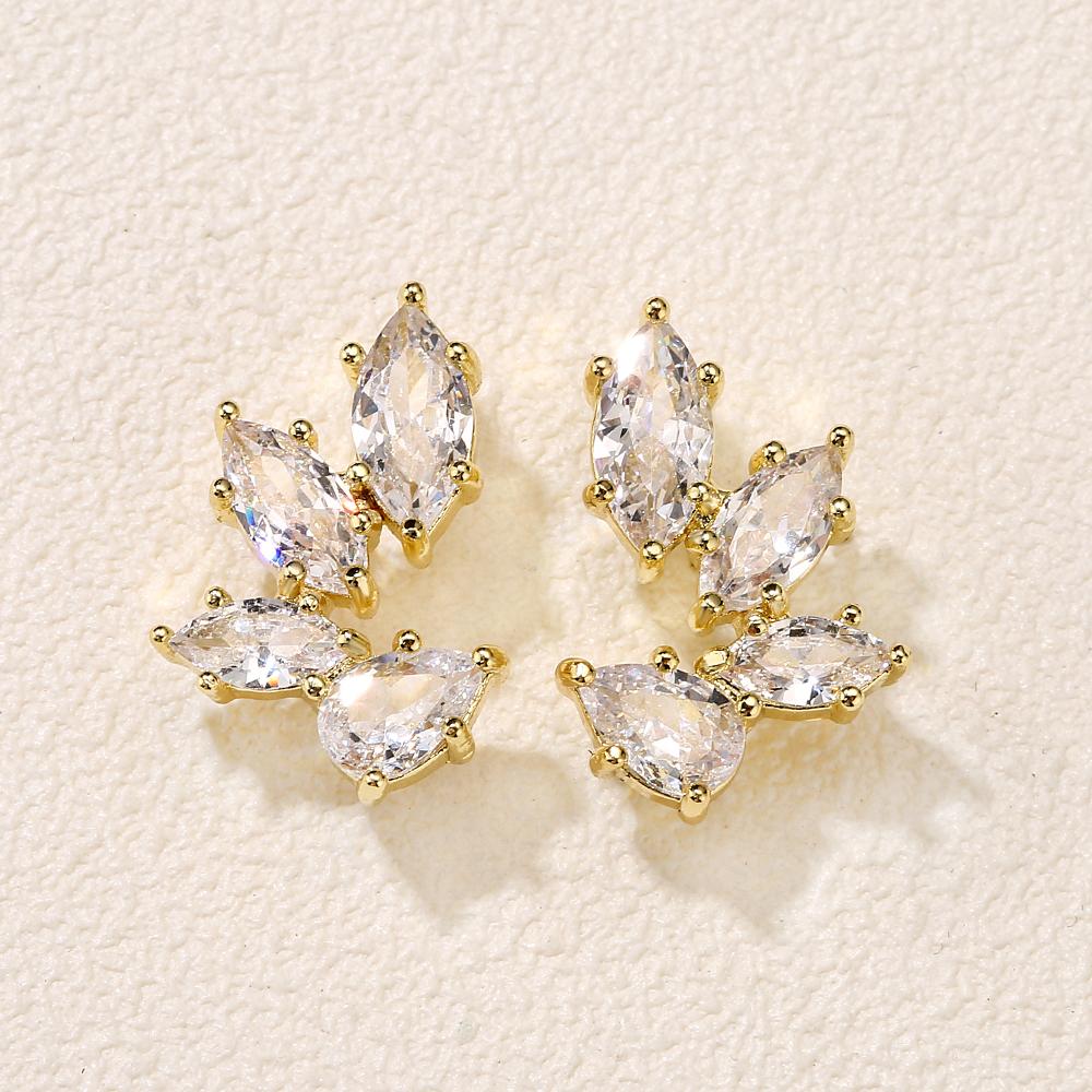 ZAKOL Luxury Leaf Marquise Zircon Bridal Earrings for Women White Shiny Crystal Elegant Wedding Party Zircon
