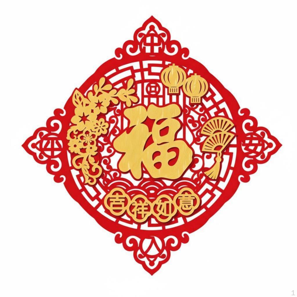 Fu Character Sticker, Flocking Fabric, Door Decor, Housewarming, Festive,