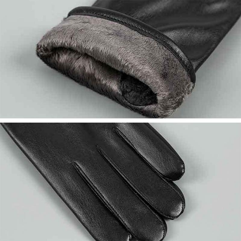 WTEMPO 1 Paar 4 Stile Kunstleder PU Touchscreen Vollfingerhandschuhe Kältefest Winddicht Warm Plüsch Outdoor Radhandschuhe