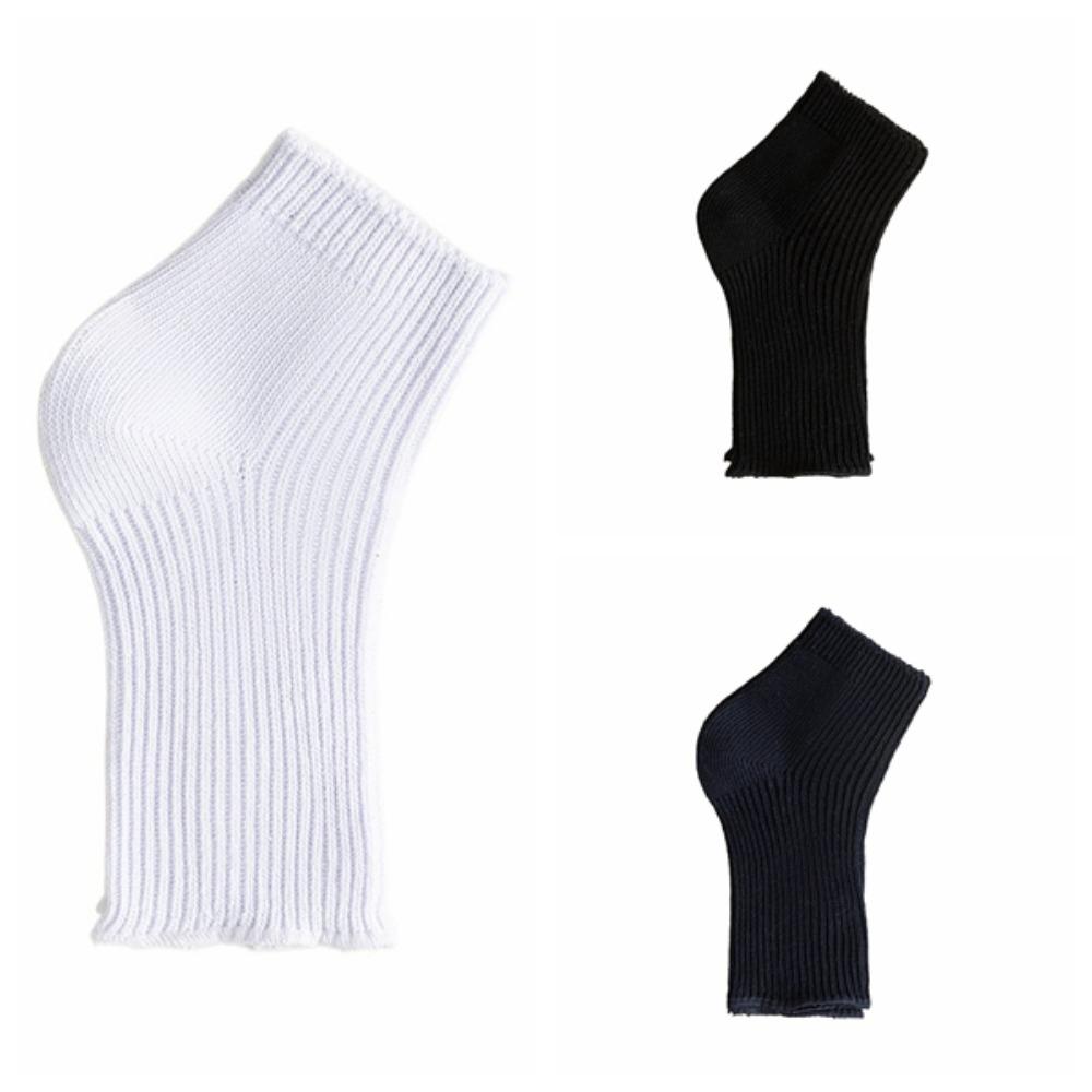3Pairs Knitted Short Tube Socks Solid Color Mid-calf Socks Women Breathable Bare Toe Socks Lady