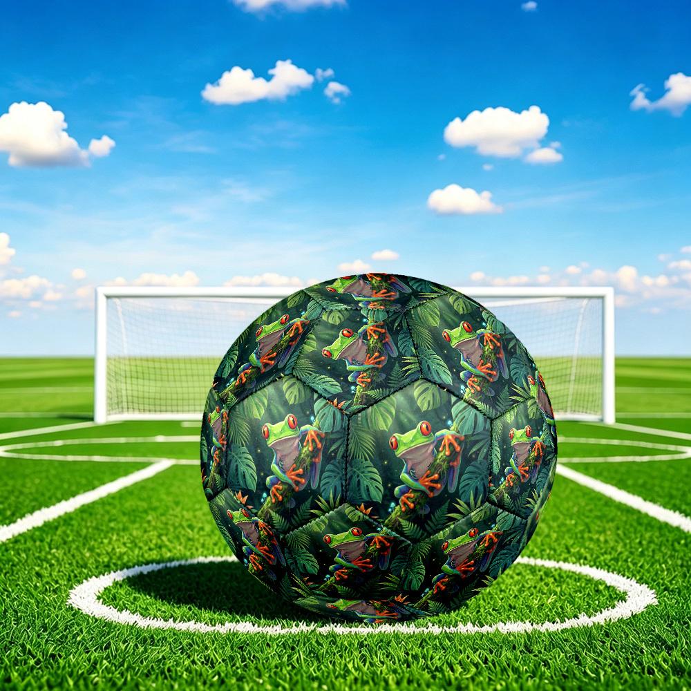 1pc Jungle Frog Adventure Theme Soccer Ball Football, Size 5, Lightweight PVC, Outdoor Training Soccer Ball,Sports Gift t61459