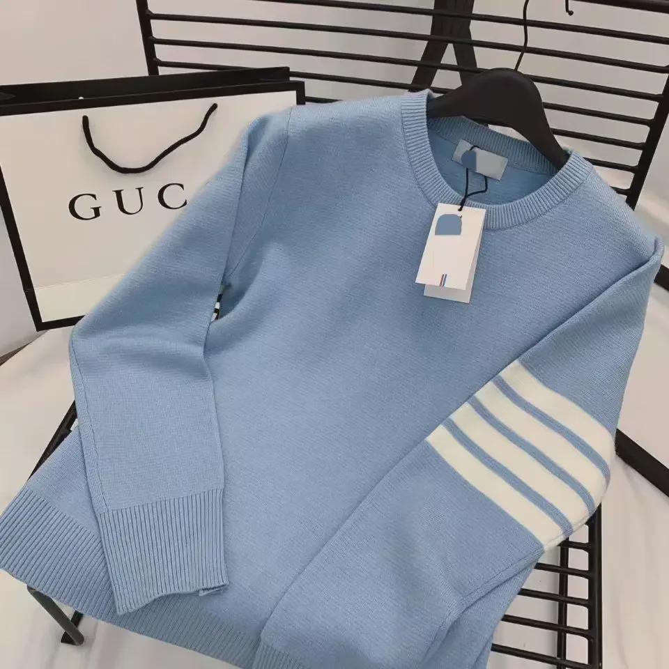 

2023 Autumn/Winter Women s Loose Knit Pullover Sweater with TB Four-Bar Design - Casual Round Neck, Korean Style L рожевий
