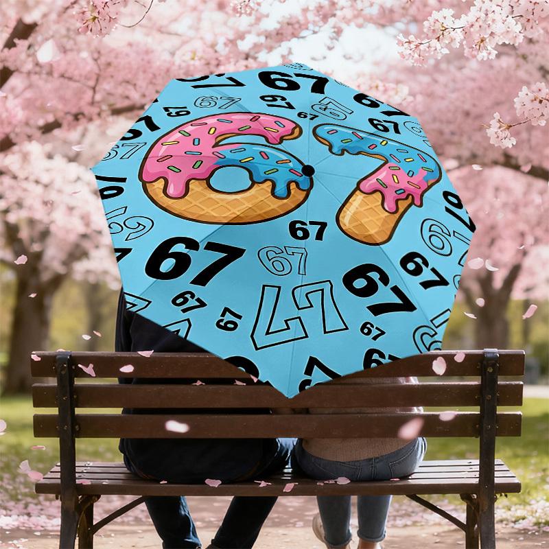 1PC Number 67 Umbrella-8-Rib Reinforced, Automatic Open, Lightweight & Durable, Fashion Accessory for Outdoor, J0337