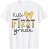 Hello First Grade Teacher Coquette Pencil Bow Back To School T-Shirt