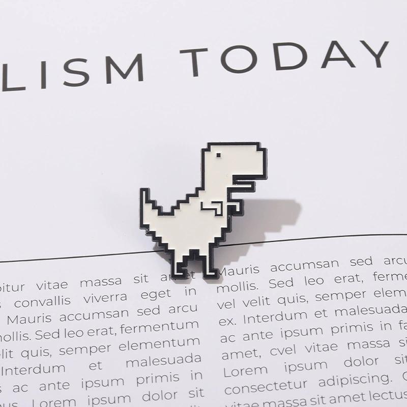 1Pc Cute Pixel-style Cartoon Dinosaur Alloy Badges - Denim Jacket T-shirt Backpack Decorative Pins Social Brooch for Men & Women