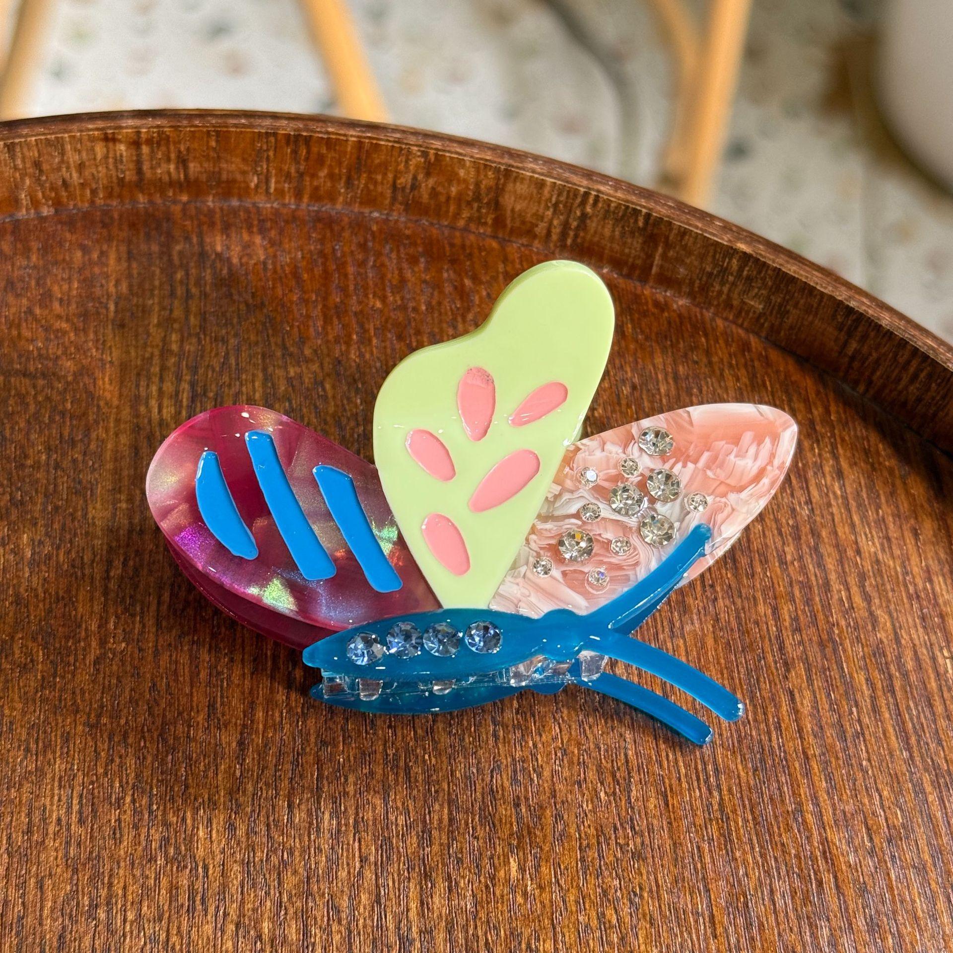 

New Color-blocked Butterfly Clips High-quality Acetic Acid Hairpins Korean Style Fashionable Female Shark Clips Hairpins