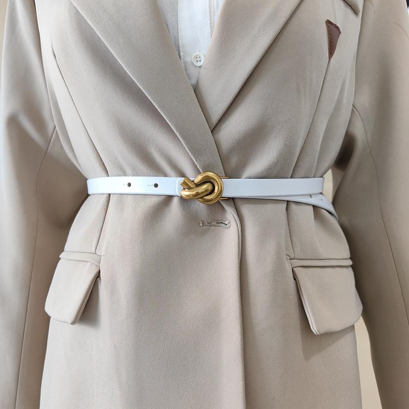 Womens Classic Leather Belt With Alloy Snap Closure And Minimalist Gift Style