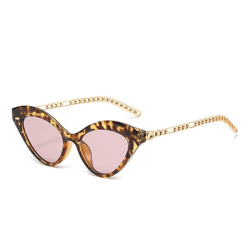 Fashion cat eye personality trend European and American spice girl metal chain temple sunglasses outdoor sun protection versatile sunglasses