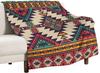 Black White Abstract Geometric Vintage Textured Boho Pattern Print Super Soft Flannel Throw Blanket for Bed Sofa