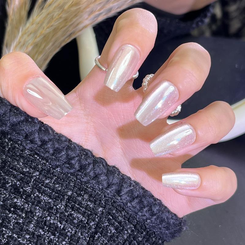 

Trendy Cat Eye Short Nail Pieces - Autumn/Winter Handmade Wear-On Nails in Pure & Desire Styles Prefabricated Nail Strips #30 pieces/board