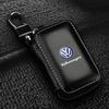 1Pcs Leather Emblem Car Key Case Keychain Zipper Key Case Bag Emblem For VW Golf Amarok T5 Phaeton ID3 Tiguan T-Cross GTI QR2