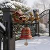 Outdoor Garden Entrance Accents Christmas Bell Wall Hanging Decoration, Santa Sleigh Reindeer Ornament, Large Decorative Anniversary Birthday
