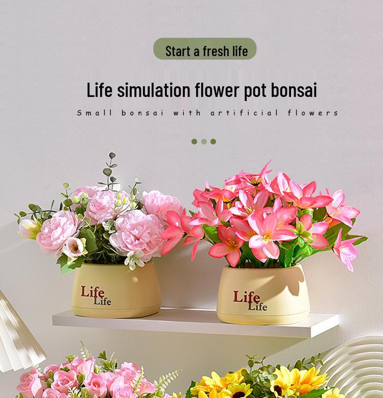 Sunflower Artificial Flower Arrangement - Small Potted Plants & Plastic Bouquets for Living Room and Dining Table Decor