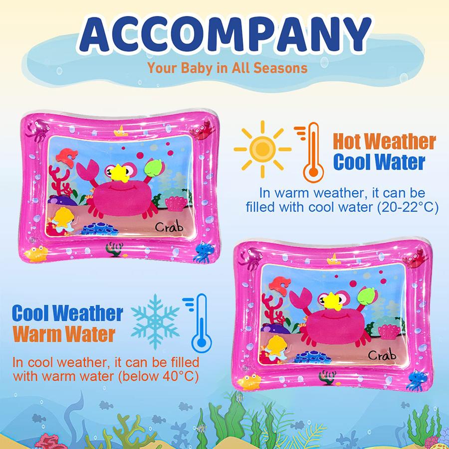 Inflatable Tummy Time Baby Water Play Mat Pink Color Premium Water Mat Infants And Toddlers Is The Perfect Fun Toy