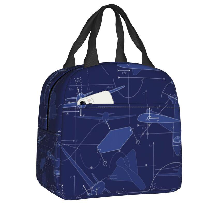 Aviation Arrival Departure Thermal Insulated Lunch Bag Aviator Airport Plane Portable Lunch Tote for Picnic Storage Food Box