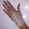 Stylish Tassel Crystal Rhinestone Fingerless Bracelet Women Gold Geometric Ethnic Design Adjustable Wrist Jewelry