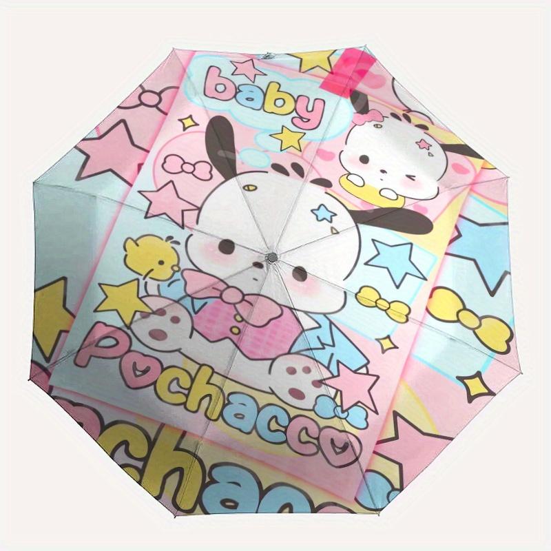 Cute Pochacco Sanrio Automatic Folding Umbrella - 3 Folding Design, Vivid Cartoon Pattern, Suitable for Outdoor Activities, A Gift for Fans In All Sea
